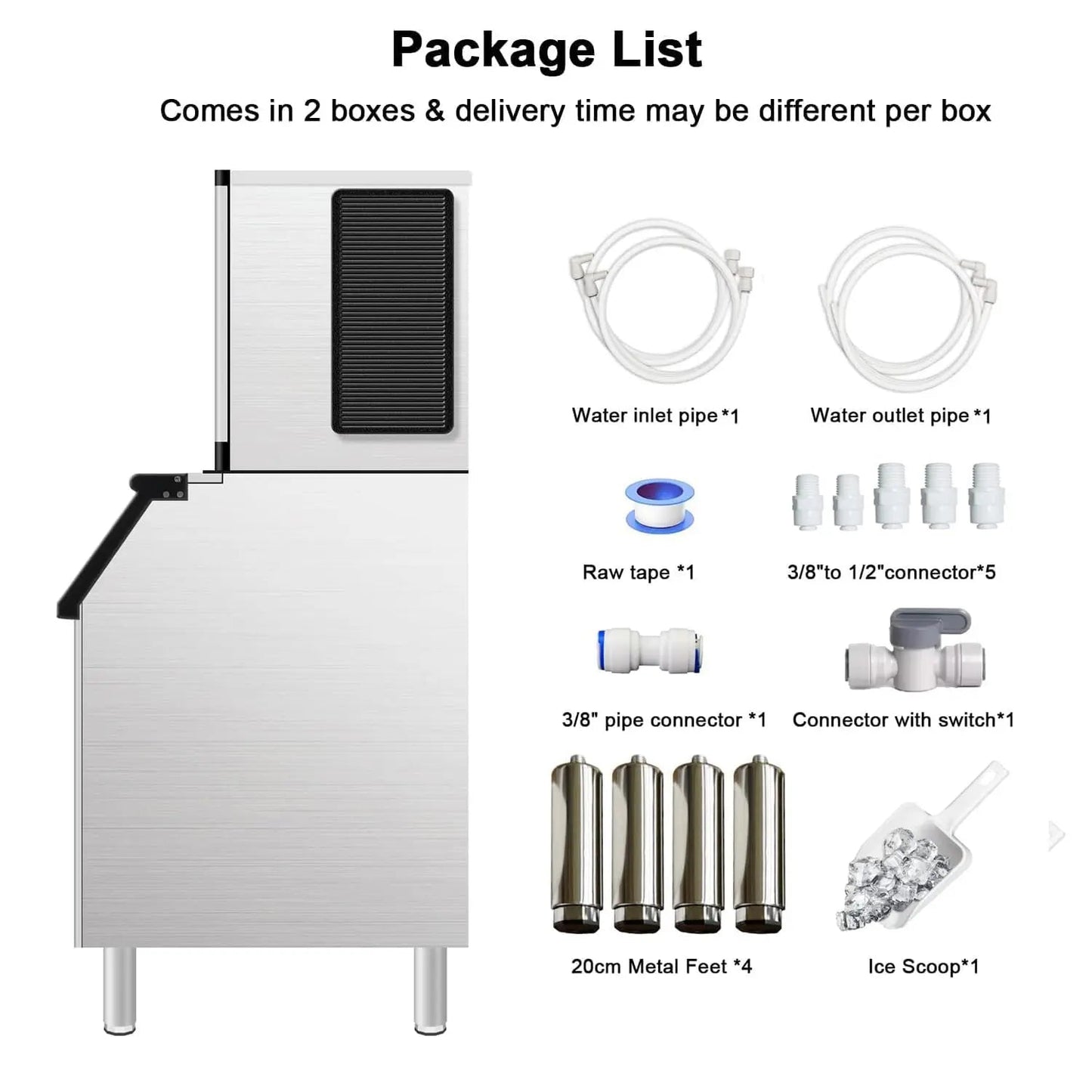ETL Commercial Ice Maker Machine for Southern Restaurant, Ice Machine for Hotel, Ice Maker for Bar Cafe Shop Chains, 650lbs/24H, 350lbs Ice Storage, DOE&CEC Energy-efficient,48 Hours Timer, Self-Cleaning GSEICE