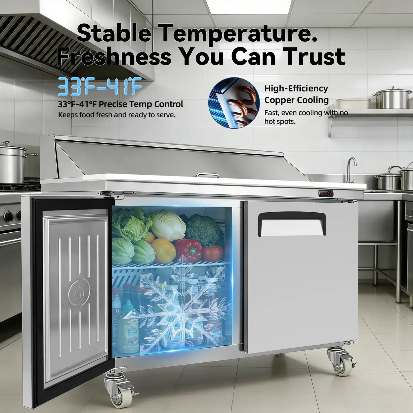 Double-Door Stainless Steel Commercial Refrigerator