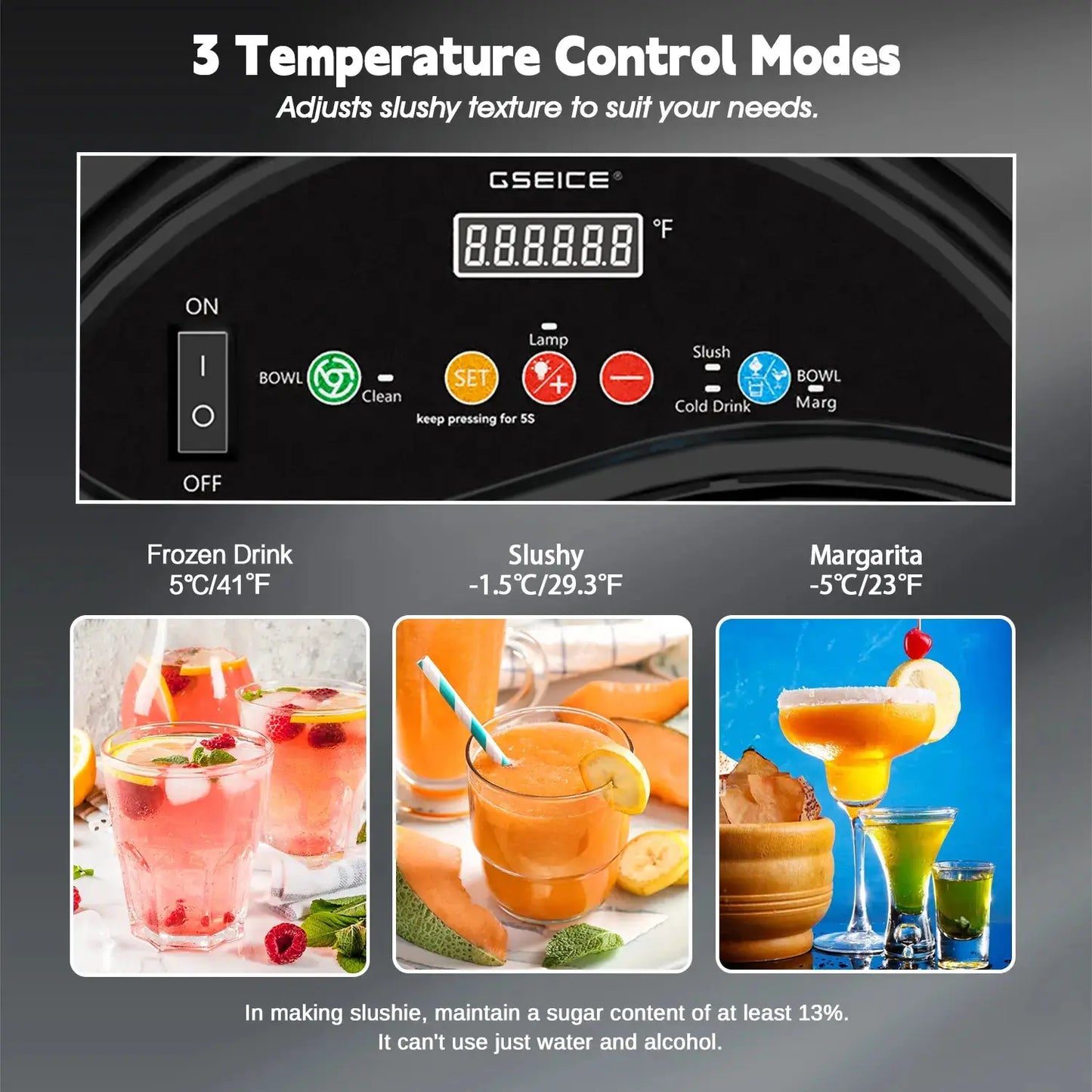 GSEICE Frozen Drink Maker Control Modes