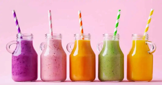 Various flavors of smoothie drinks