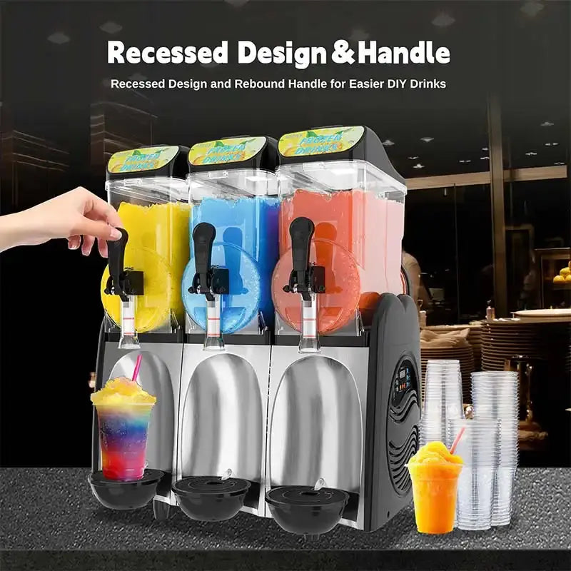 GSEICE Commercial Slushie Machines with 4Gal x 3 Tank