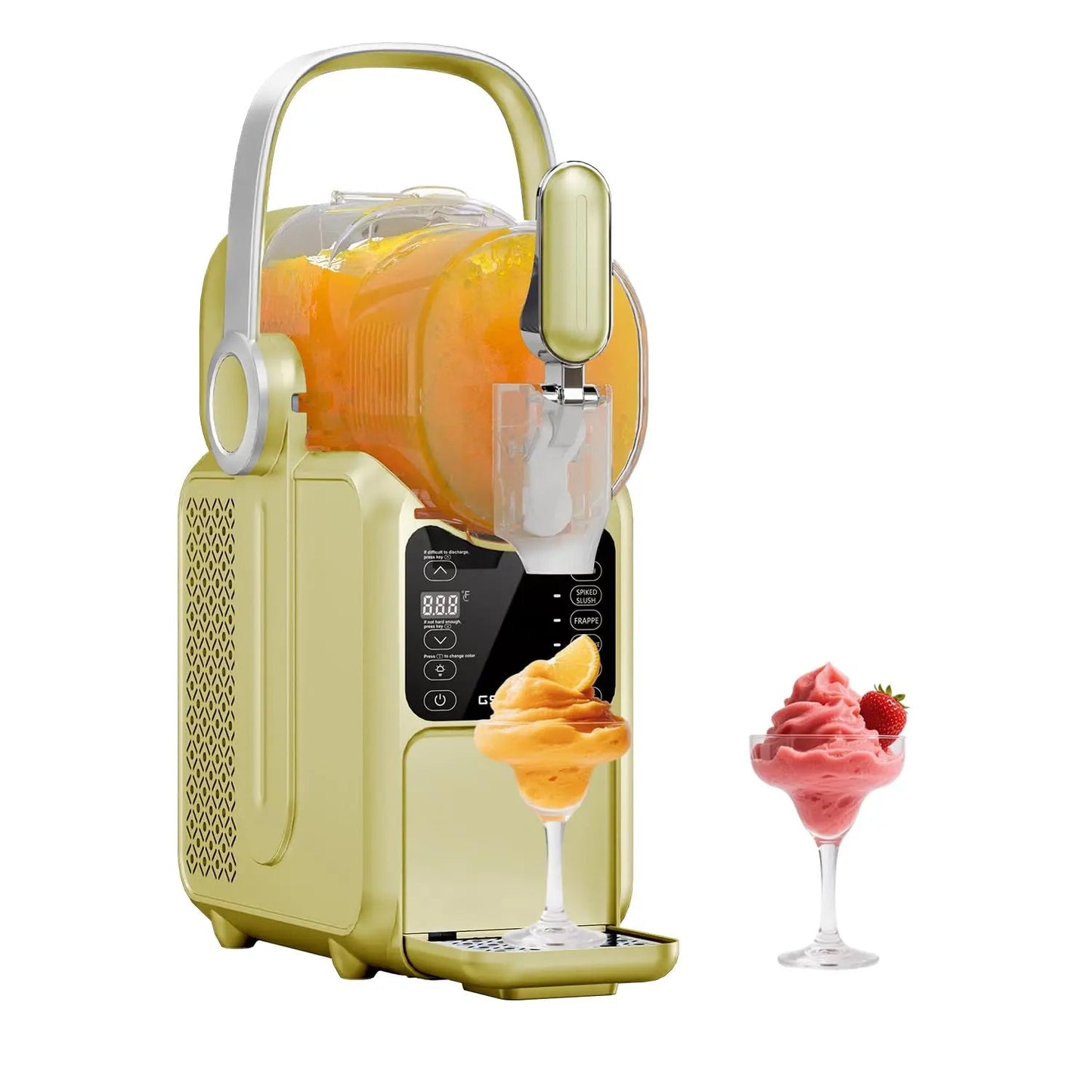 HS3L Slushie Maker Machine, 101oz  Slushy Machine for Home with Portable Handle, Real-time Temp Display, 5 Preset Modes for Slushie, Margaritas, Frappés, Milkshake, and Juice GSEICE