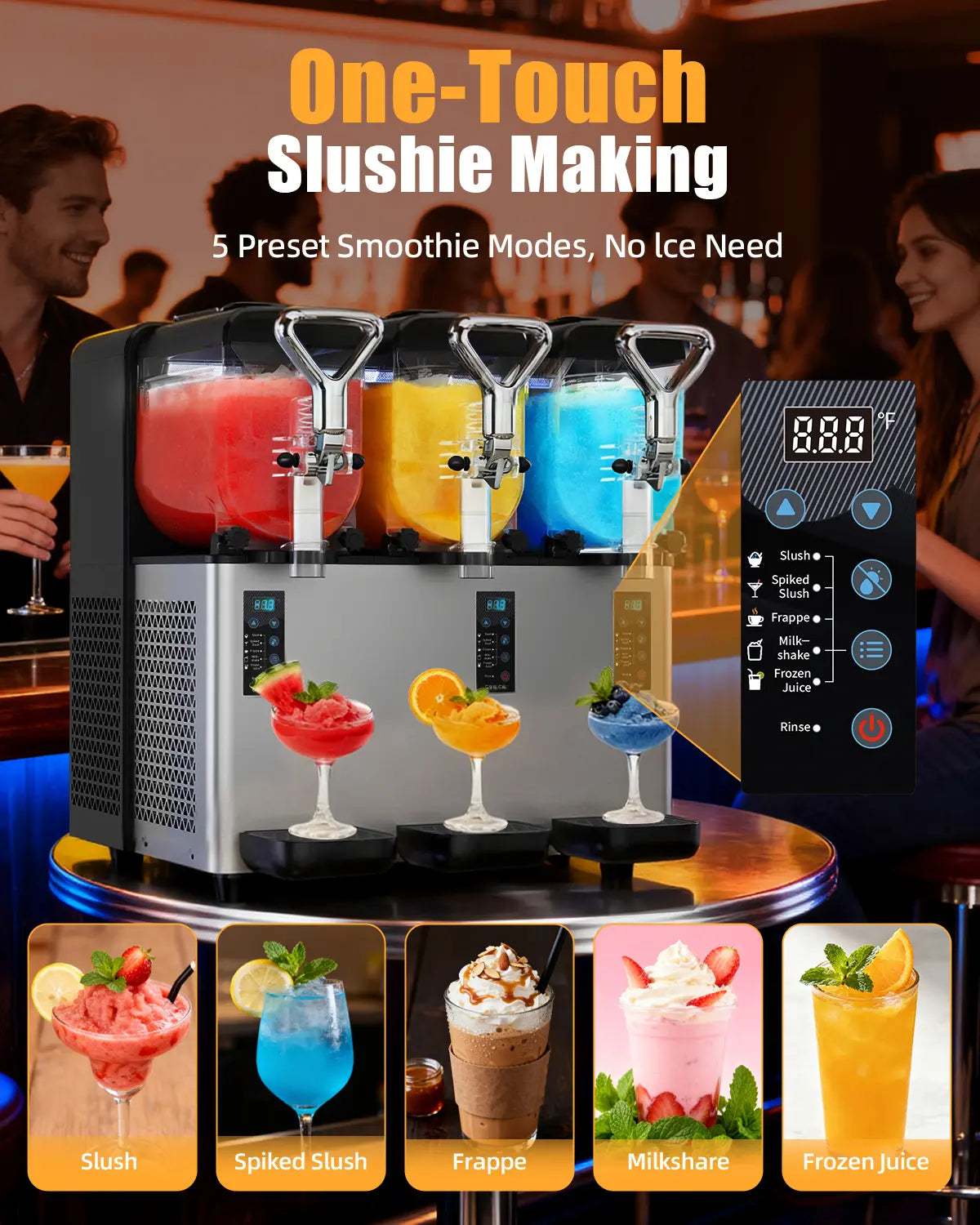 Slush Machine Shop 5-in-1 Commercial Slushy Machine for Slush, Cocktails, and Milkshake ...