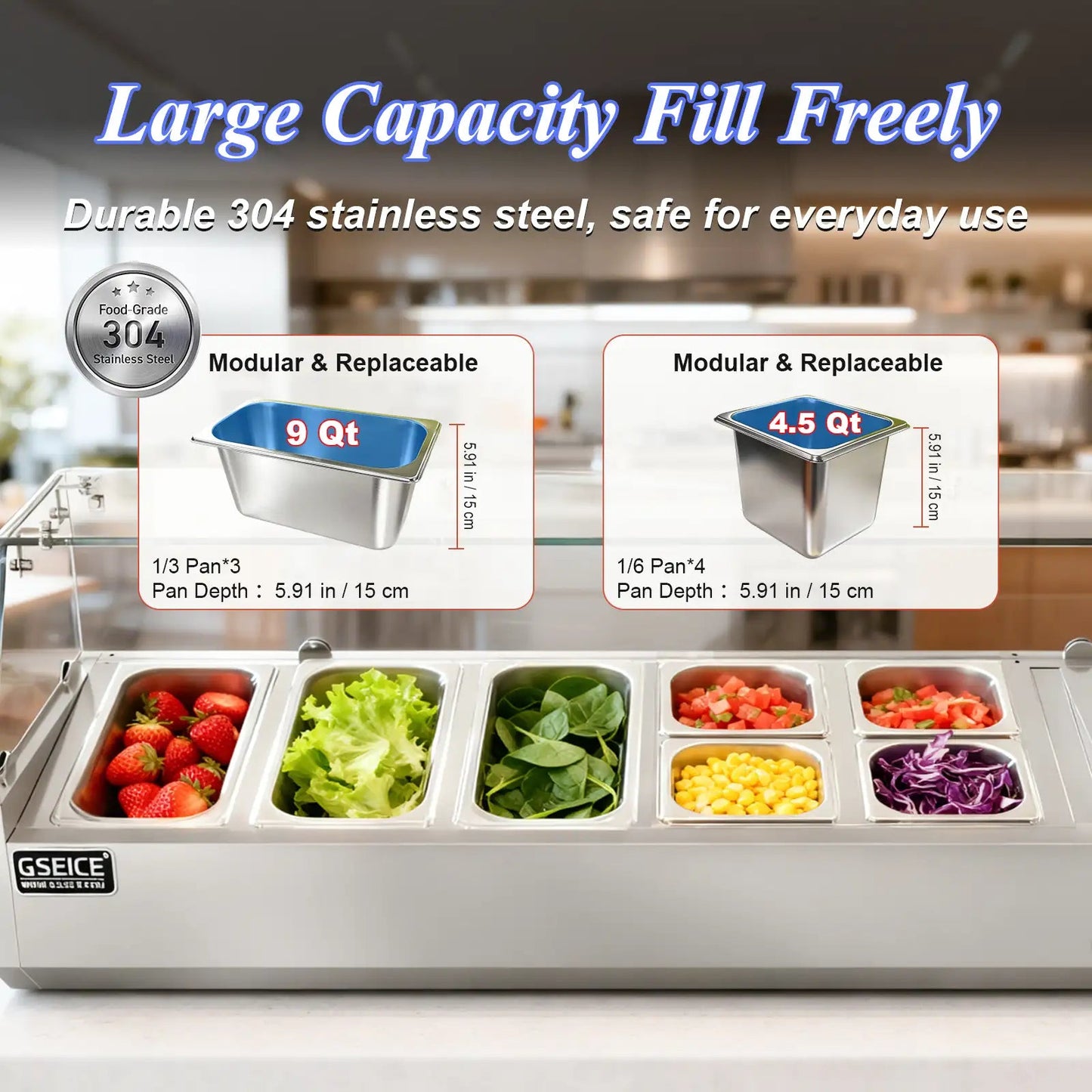 55-inch LED Display Refrigerated Condiment Prep Station