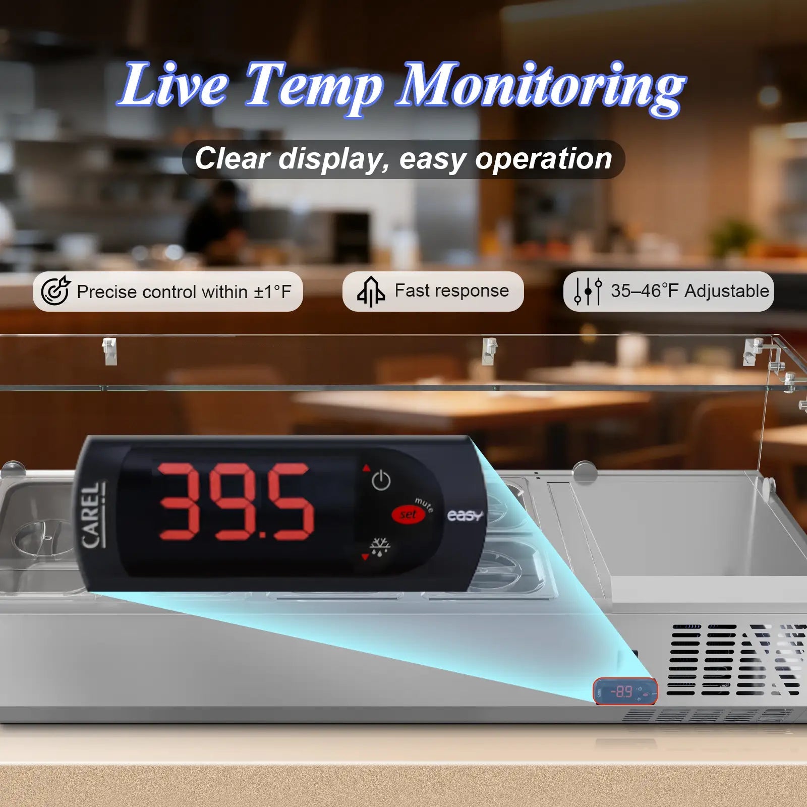 LED Display Refrigerated Condiment Prep Station
