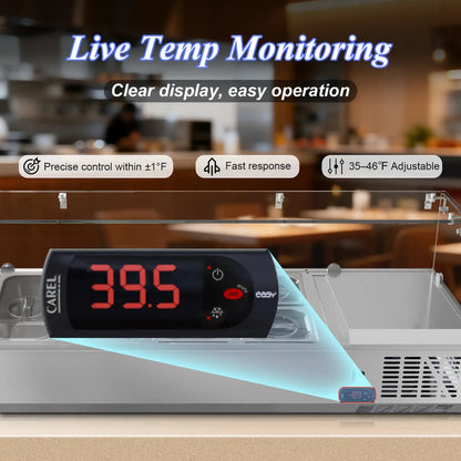 LED Display Refrigerated Condiment Prep Station