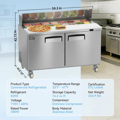 Stainless Steel Salad Bar Refrigerator