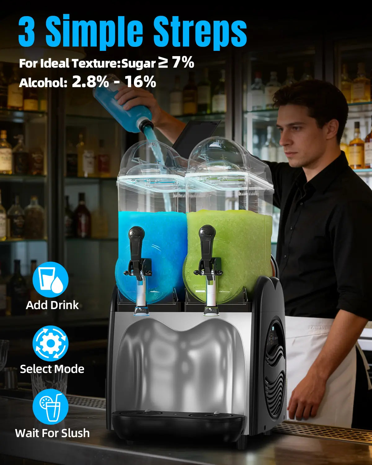 2-Tank Slushy Machine for Restaurants