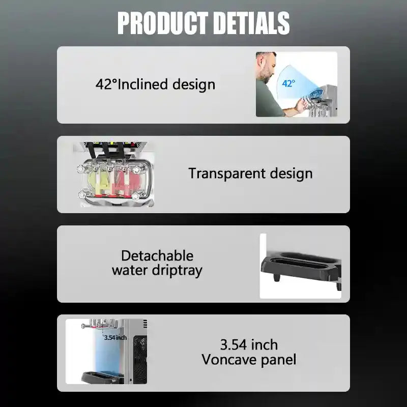 GSEICE BJK288S-Z 2500W Commercial Ice Cream Maker,6.8-8.4 Gal/H Yield, 2500W Countertop Soft Serve Machine w/ 2*2.1 Gal Hopper 0.53 Gal Cylinders LCD Panel Puffing Shortage Alarm, Frozen Yogurt ACAI Maker for Restaurant Snack Bar GSEICE