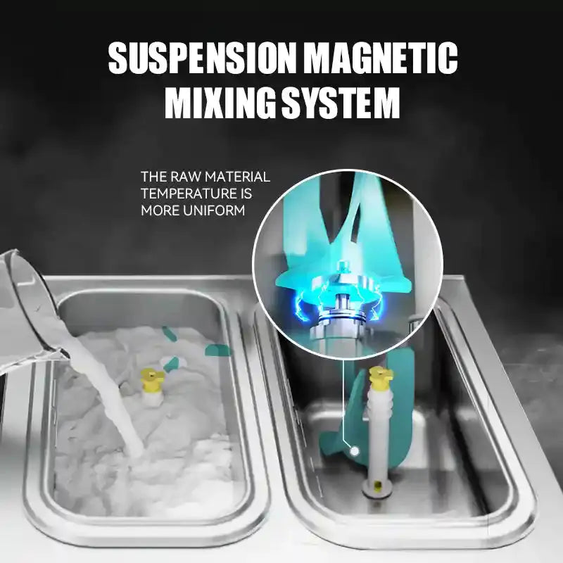 GSEICE BJK288S-Z 2500W Commercial Ice Cream Maker,6.8-8.4 Gal/H Yield, 2500W Countertop Soft Serve Machine w/ 2*2.1 Gal Hopper 0.53 Gal Cylinders LCD Panel Puffing Shortage Alarm, Frozen Yogurt ACAI Maker for Restaurant Snack Bar GSEICE