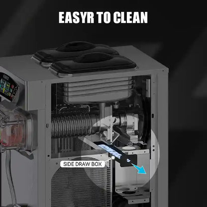 GSEICE BJK288S-Z 2500W Commercial Ice Cream Maker,6.8-8.4 Gal/H Yield, 2500W Countertop Soft Serve Machine w/ 2*2.1 Gal Hopper 0.53 Gal Cylinders LCD Panel Puffing Shortage Alarm, Frozen Yogurt ACAI Maker for Restaurant Snack Bar GSEICE