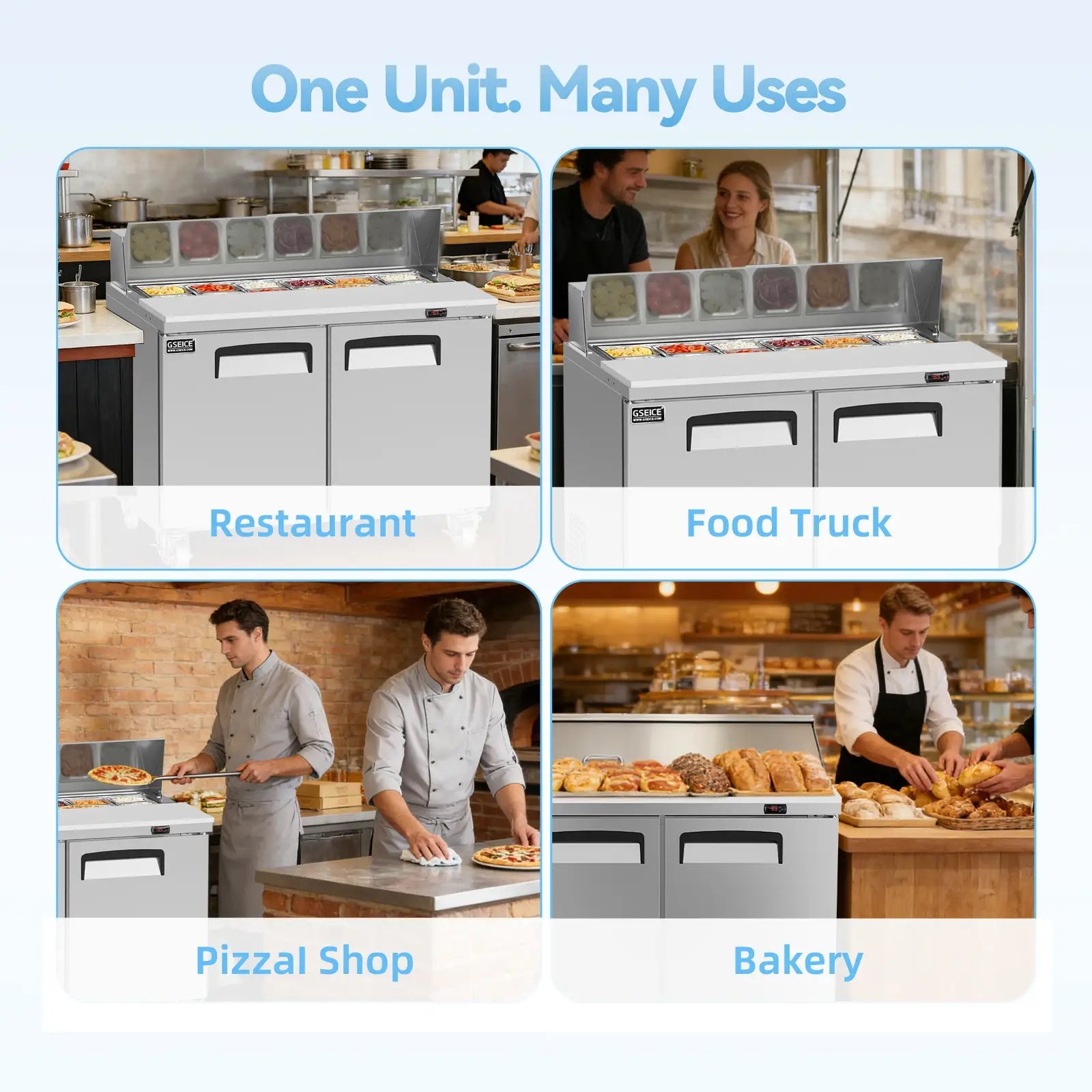 Commercial Stainless Steel Salad Bar Refrigerator