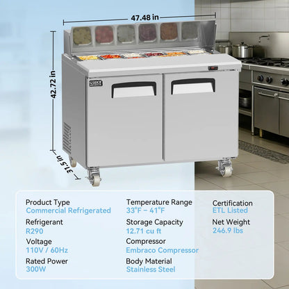Stainless Steel Salad Bar Refrigerator
