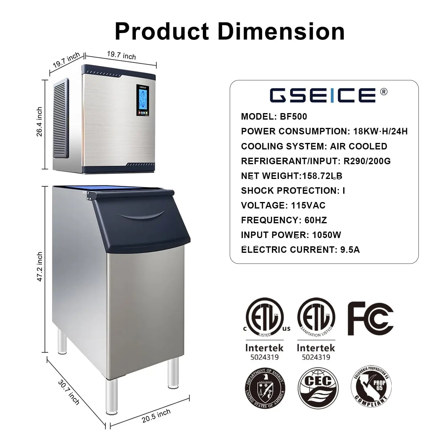 Commercial Ice Maker Machine 650lbs/24H