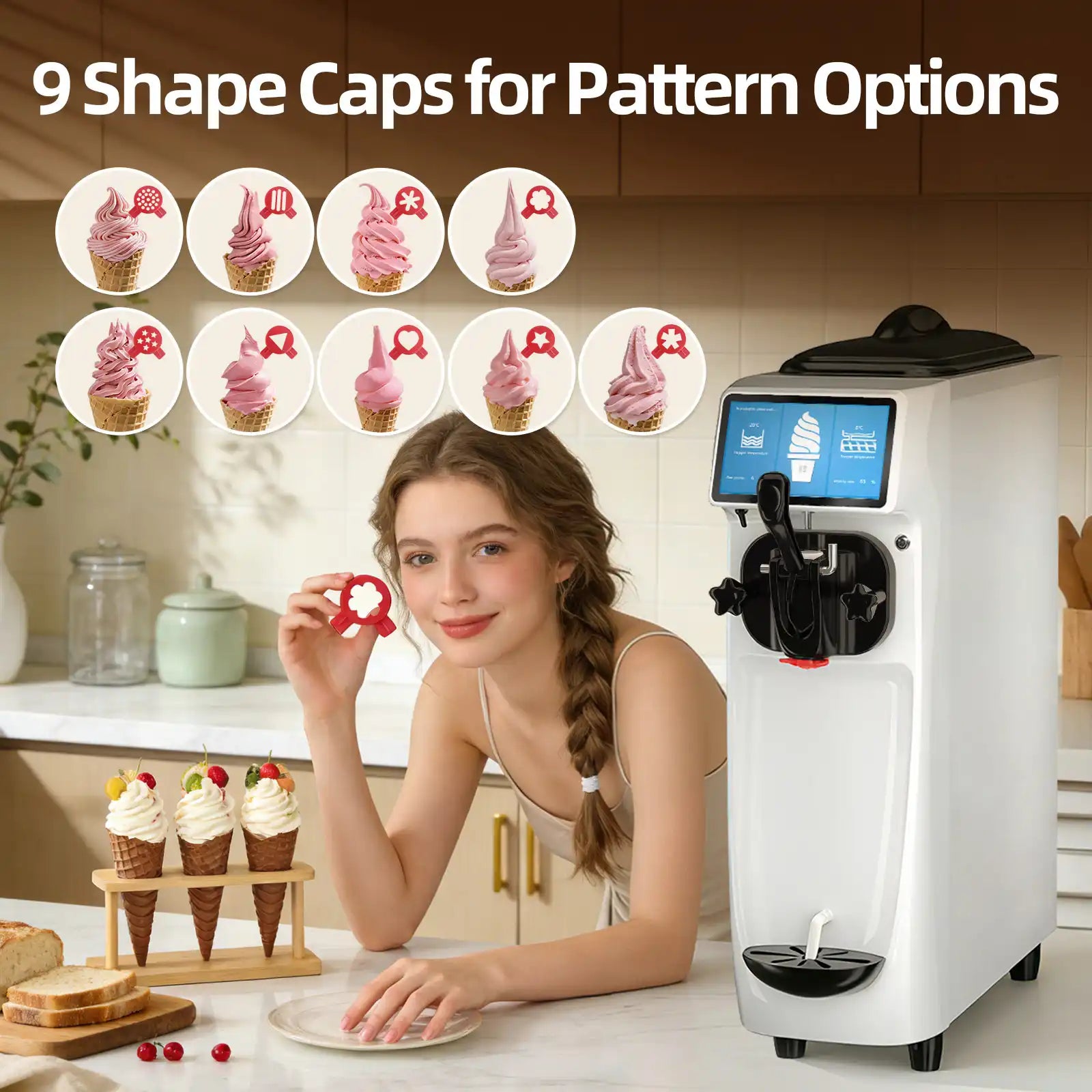 Countertop Ice Cream Maker Machine for Small Kitchens