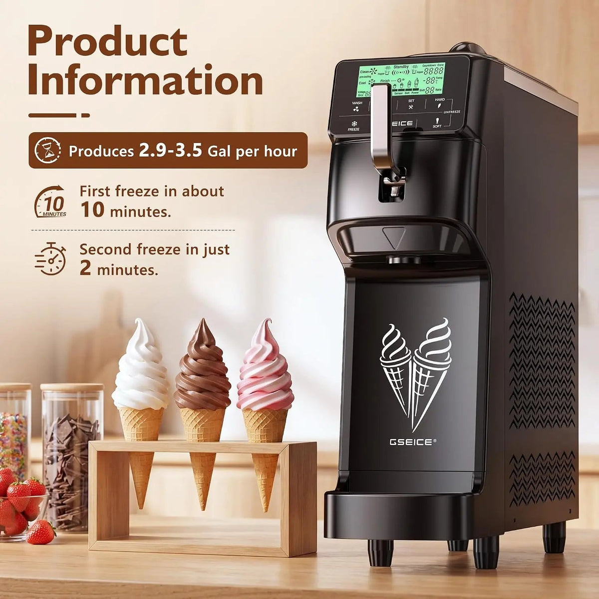 GSEICE 6L Commercial Soft Serve Ice Cream Maker