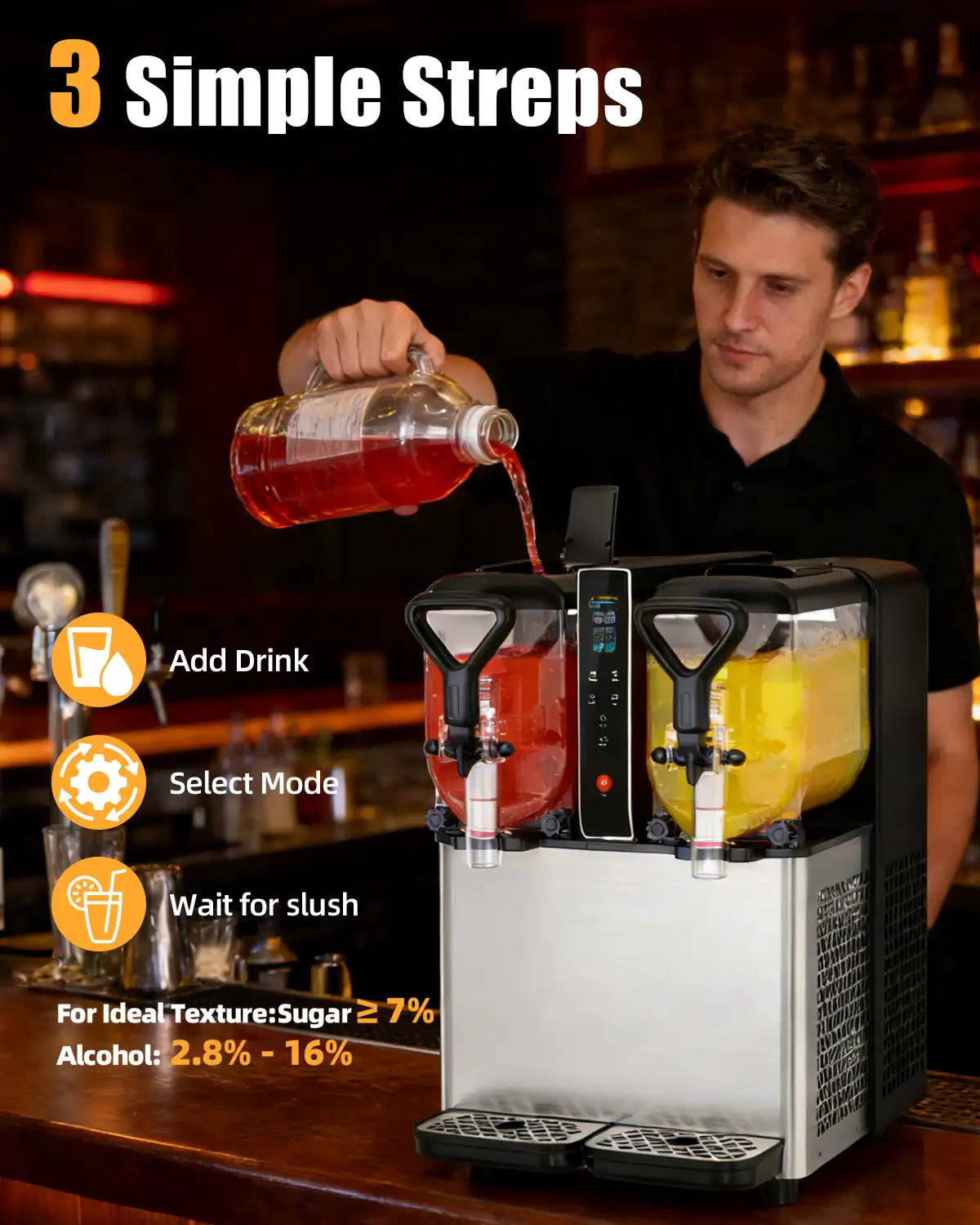 GSEICE スラッシュマシン 二重タンク Slushy Machine for Home- No Ice Needed, Dual 1.05-Gallon Tanks