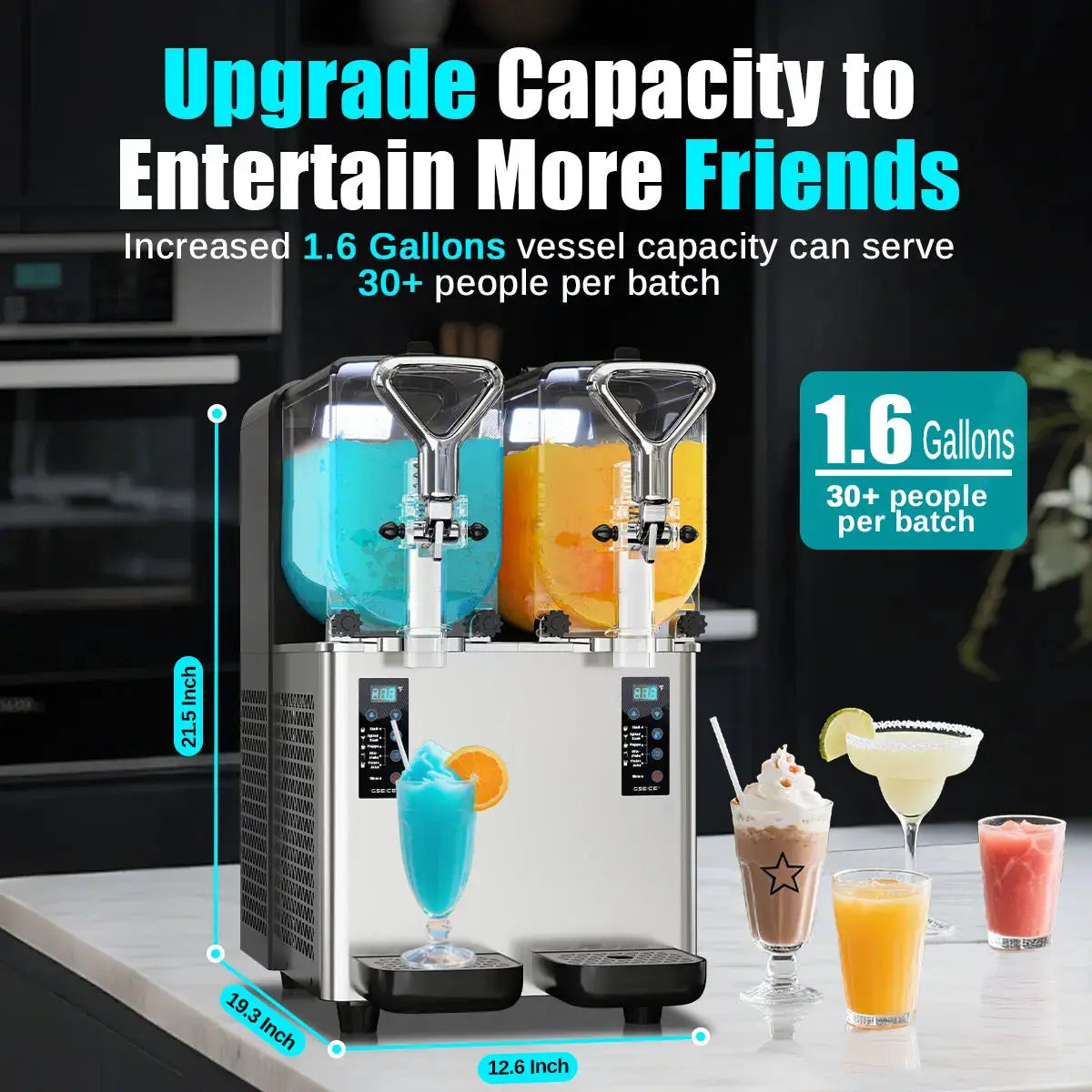 1.6 Gallons double Slushy Machine for Home with Quick Cooling System ...