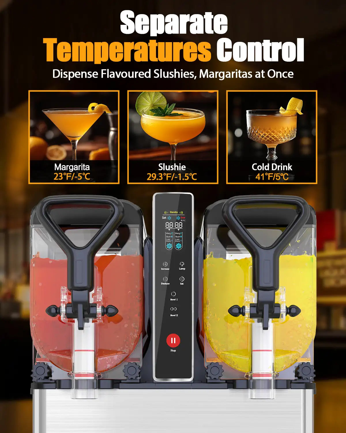 Slushy Machine for Home- No Ice Needed, Dual 1.05-Gallon Tanks