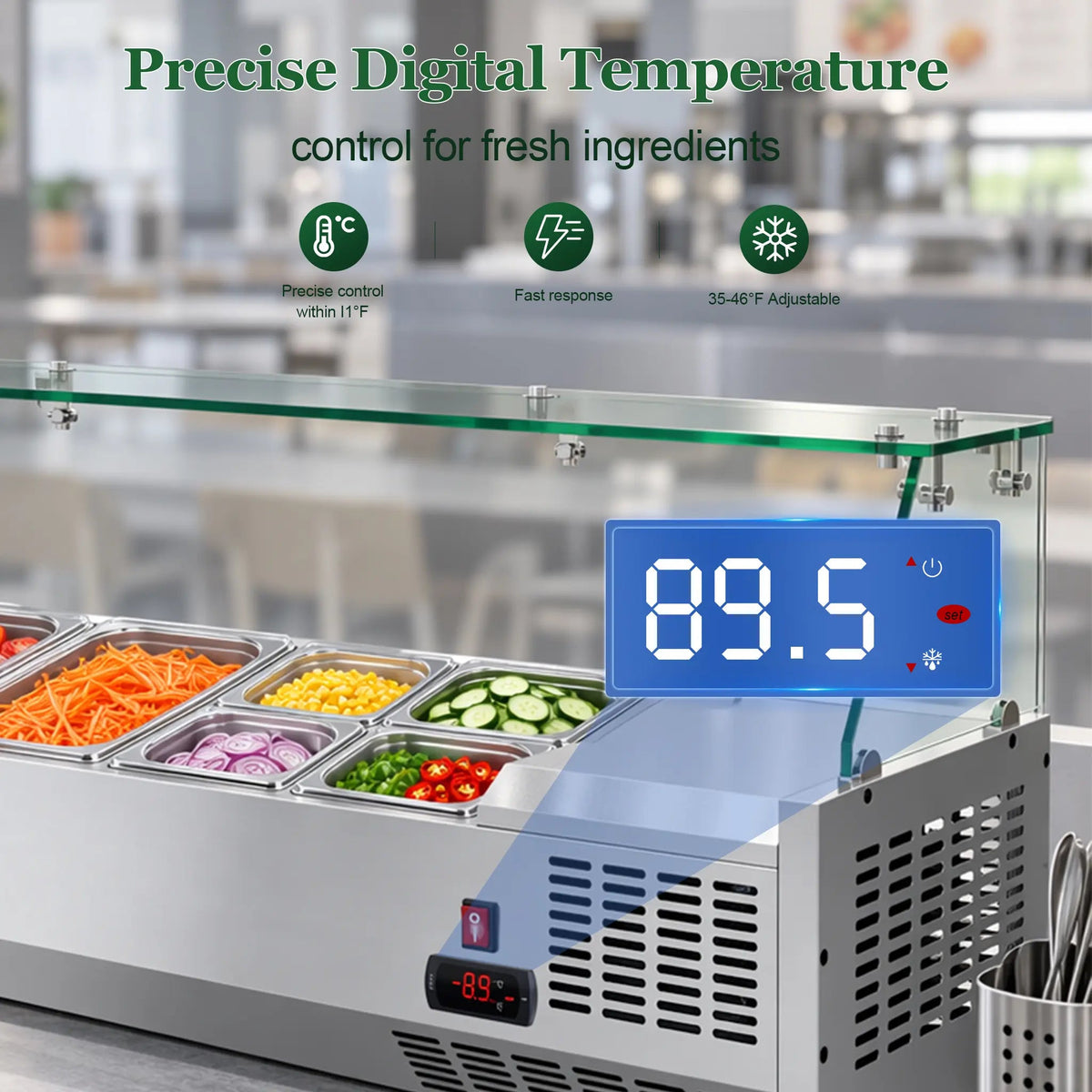 Countertop Refrigerated Salad Prep Station with Sneeze Guard