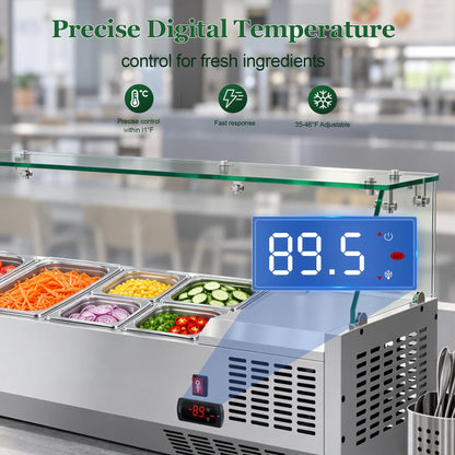 Countertop Refrigerated Salad Prep Station with Sneeze Guard