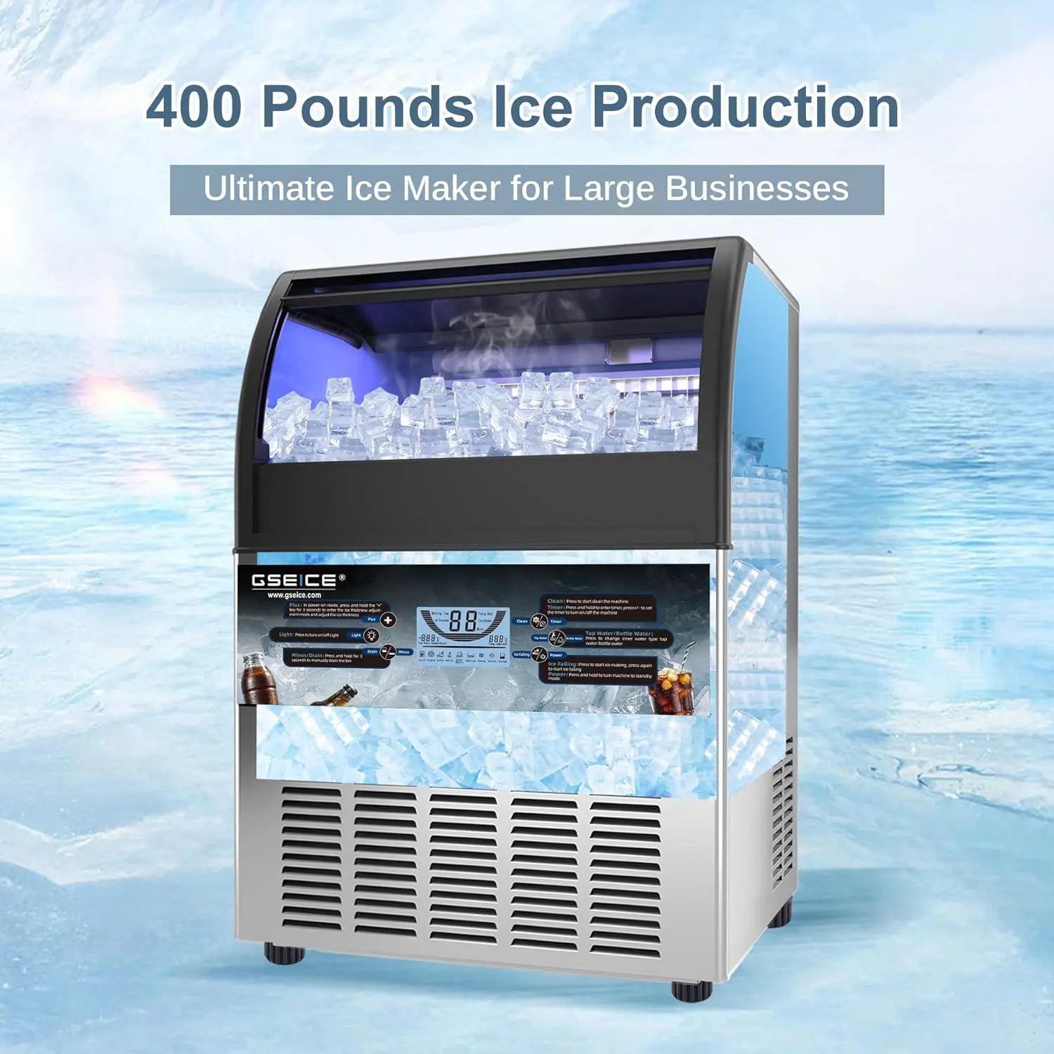GSEICE Upgraded 110V commercial ice maker machine- SY400