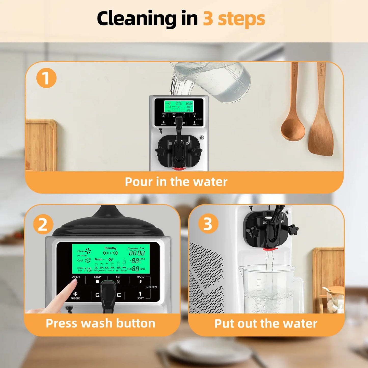 Ice cream machine cleaning steps