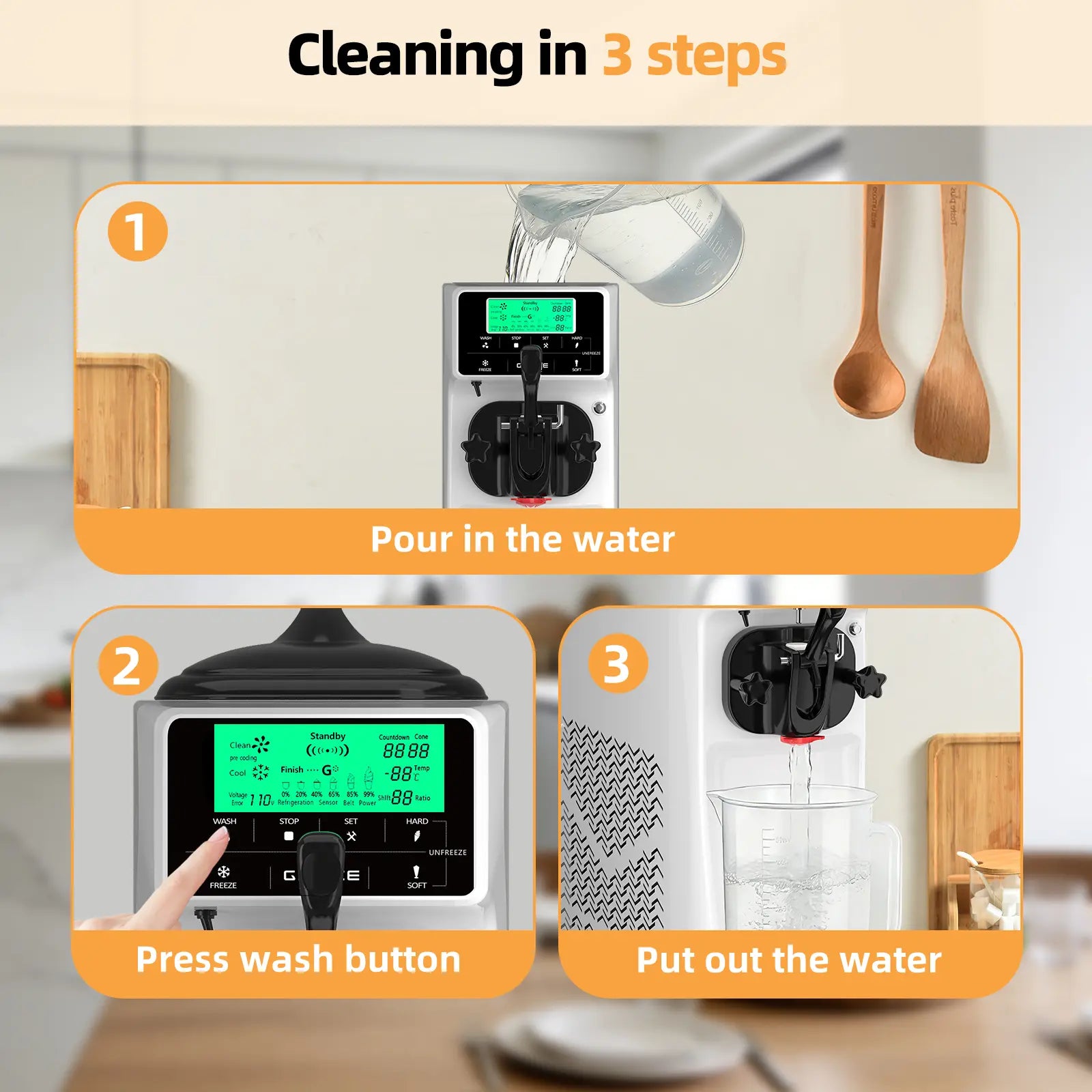 Ice cream machine cleaning steps