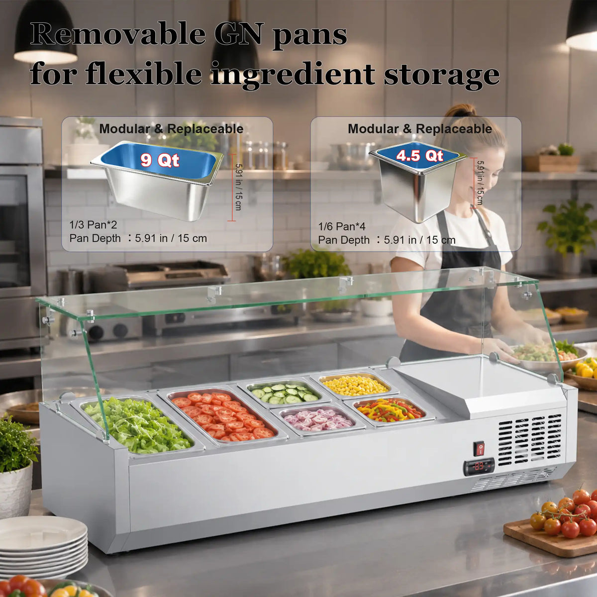 countertop refrigerated topping prep rail