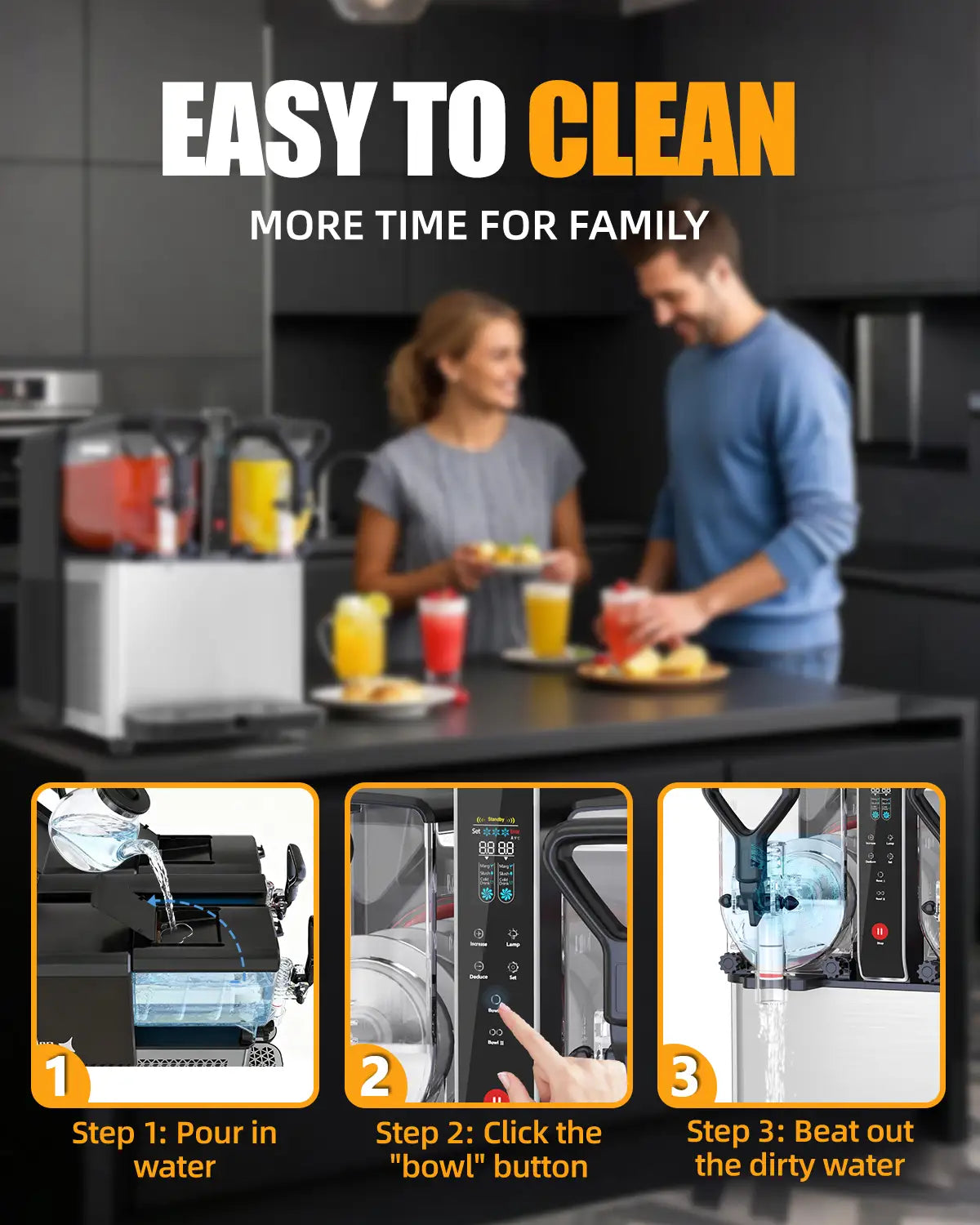 Slushy Machine for Home- No Ice Needed, Dual 1.05-Gallon Tanks