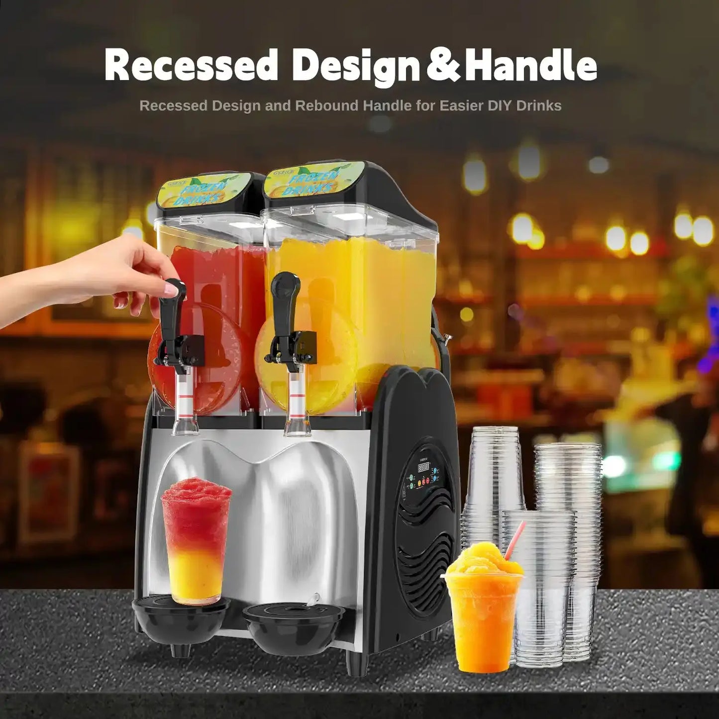 GSEICE Best Commercial Slushy Machine with 4 Gal x 2 Tank
