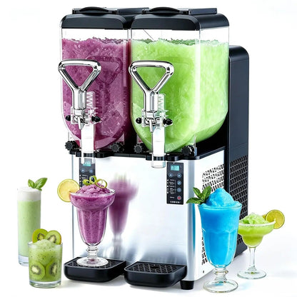 GSEICE 700W Commercial Slushie Machine, 8L x 3 Triple Tank Margarita Machine with Auto-Clean, 100 Cups of 8oz Frozen Drink Maker for Restaurants/Bars/Party GSEICE