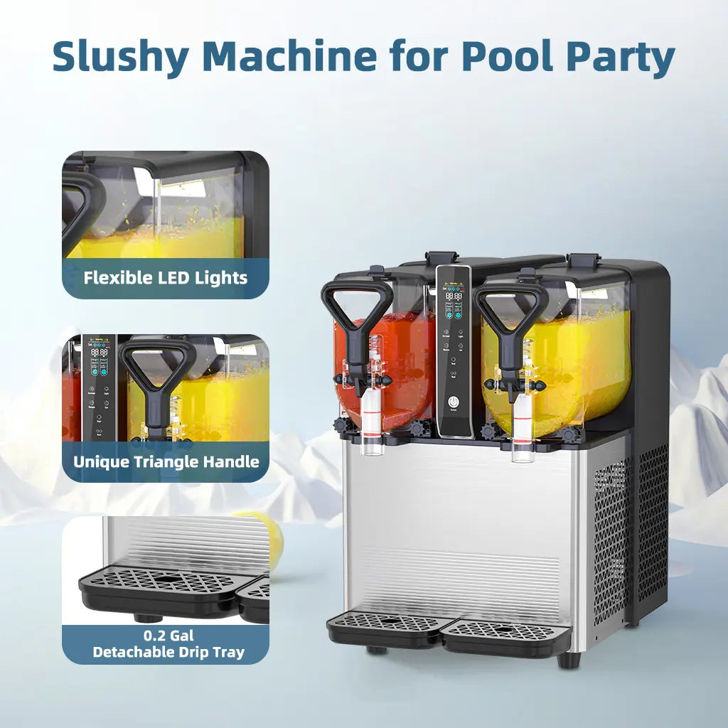 Slushy Machine for Home- No Ice Needed, Dual 0.8-Gallon Tanks – GSEICE