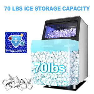 GSEICE SDHY280 110V Commercial Ice Maker Machine,Crescent Shaped Ice 280LBS/24H with 70LBS Bin, Touch Panel,Stainless Steel, Auto Clean,Include Water Filter,Scoop,Connection Hose, Professional Refrigeration Equipment