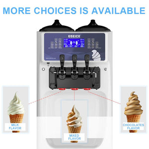 GSEICE Commercial Ice Cream Maker Machine, Dual system independent  operation 6.8 to 8.4 Gal/H Soft Serve ice cream machine with pre-cooling, 5  Inch